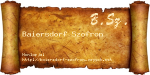 Baiersdorf Szofron névjegykártya
